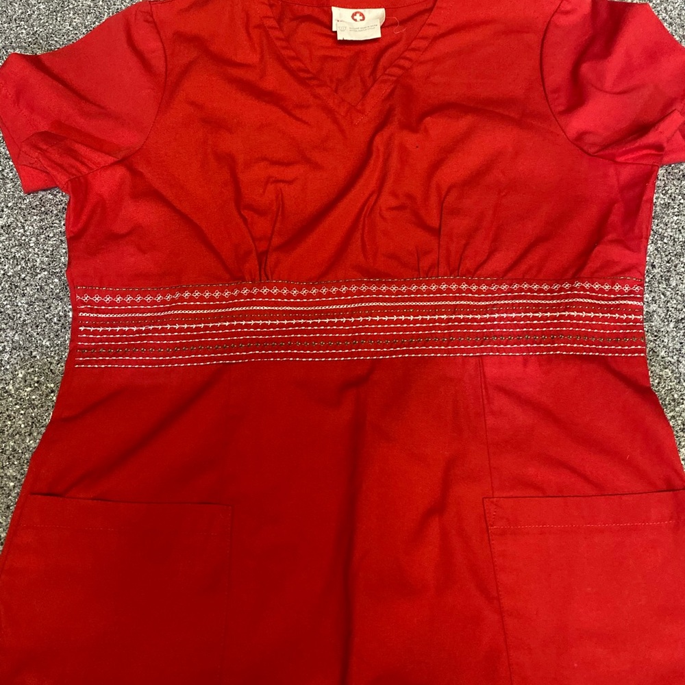 White Cross Scrub Top XS